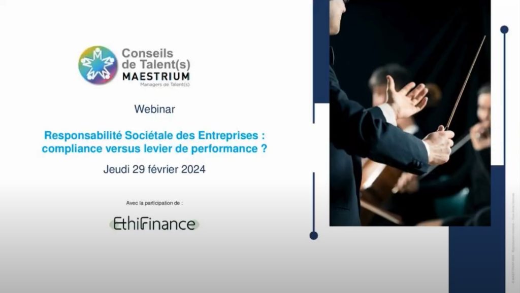 Webinar : Responsabilité Sociétale des Entreprises : compliance versus levier de performance ?